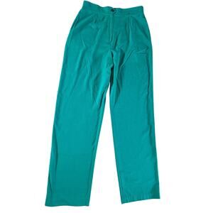 80s Vintage Indie Coastal Grandmother Green Pleated Silk Pants